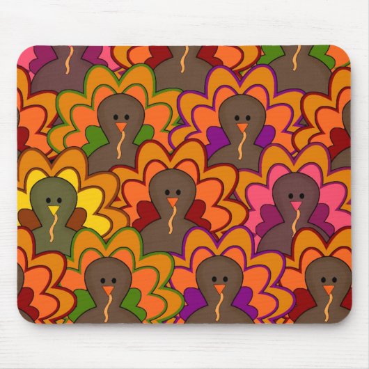 Leuke Kleurrijke Thanksgiving Kalkoenen Muismat (Voorkant)