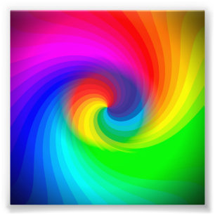 Leuke Kleurrijke Tie Dye Regenboog Wervelend Kunst Foto Afdruk