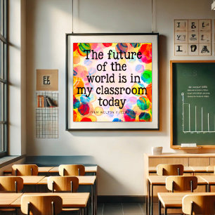 Leuke kleurrijke toekomst van de wereld klaslokaal poster
