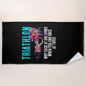 Leuke Kleurrijke Triatlon Humor Uithoudingsvermoge Strandlaken (Voorkant)