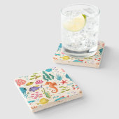 Leuke kleurrijke tropische levensillustratie stenen onderzetter (Zijkant)