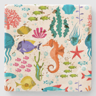 Leuke kleurrijke tropische levensillustratie stenen onderzetter