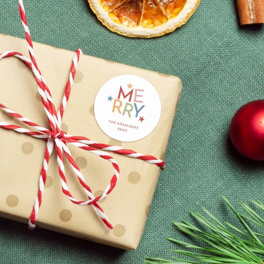 Leuke kleurrijke typografie Vrolijke familienaam Ronde Sticker