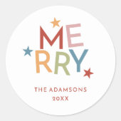 Leuke kleurrijke typografie Vrolijke familienaam Ronde Sticker (Voorkant)