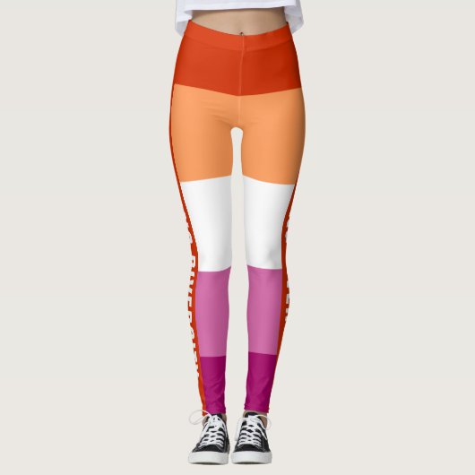 Leuke kleurrijke unieke LGBTQ Lesbische Pride Vlag Leggings (Voorkant)