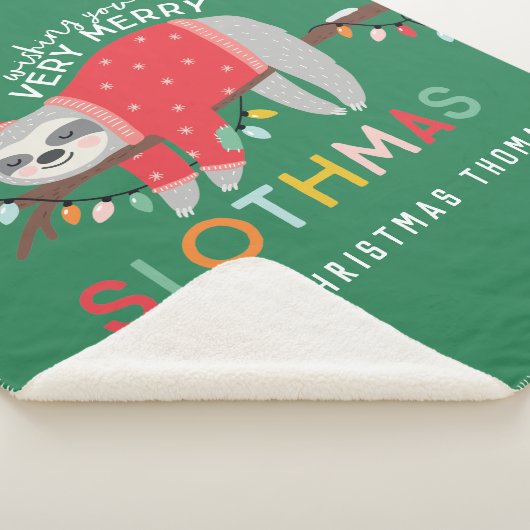 Leuke kleurrijke vakantie moderne luiaard kerst sherpa deken (3/4)