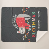 Leuke kleurrijke vakantie moderne luiaard kerst sherpa deken (Voorkant (horizontaal))