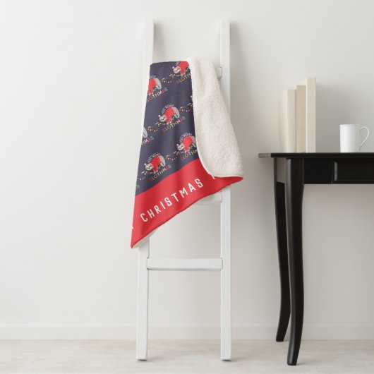 Leuke kleurrijke vakantie moderne luiaard kerst sherpa deken (In situ)