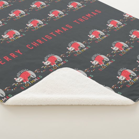 Leuke kleurrijke vakantie moderne luiaard kerst sherpa deken (3/4)