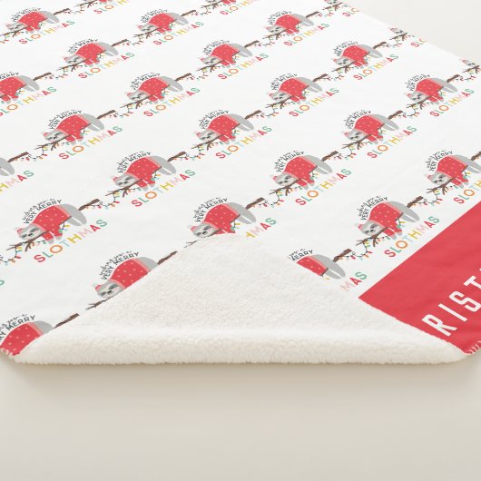 Leuke kleurrijke vakantie moderne luiaard kerst sherpa deken (3/4)