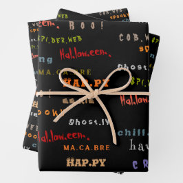 Leuke & kleurrijke vakantie typografie Halloween S Inpakpapier Vel