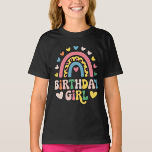Leuke kleurrijke verjaardag meisje regenboog t-shirt