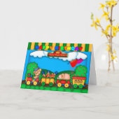 Leuke kleurrijke verjaardagskaart met speelgoed Tr Kaart (Gele Bloem)