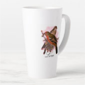  Leuke Kleurrijke Vogel en Bladzijde Latte Mok (Rechterhoek)