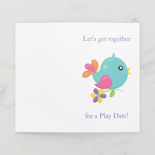 Leuke Kleurrijke Vogel Speel Datum Afspraakkaart Afsprakenkaart (Buitenkant ongevouwen)