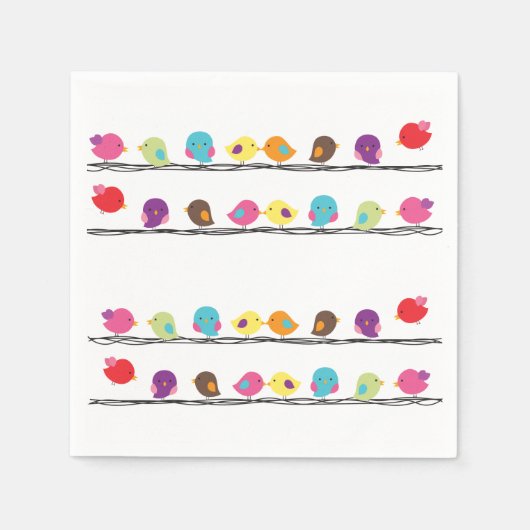 Leuke kleurrijke vogels op touwen papier servet (Voorkant)