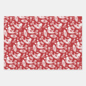 Leuke kleurrijke volkskunst patrijzen kerst inpakpapier vel (Voorkant 3)