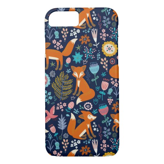 Leuke kleurrijke vossen vogels & bloemen patroon Case-Mate iPhone case (Achterkant)