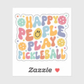 Leuke kleurrijke vrolijke mensen spelen pickleball sticker (Vel)