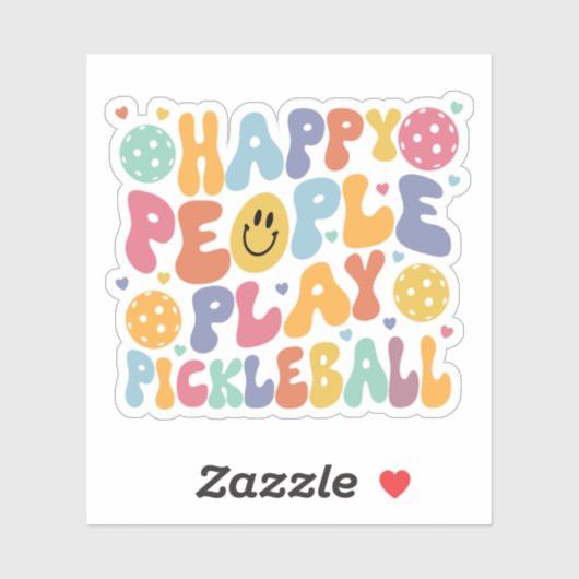 Leuke kleurrijke vrolijke mensen spelen pickleball sticker (Vel)