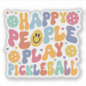 Leuke kleurrijke vrolijke mensen spelen pickleball sticker (Voorkant)