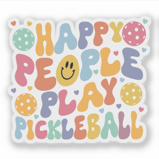 Leuke kleurrijke vrolijke mensen spelen pickleball sticker (Voorkant)