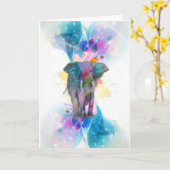 leuke kleurrijke watercolours ploetert olifant kaart (Gele Bloem)