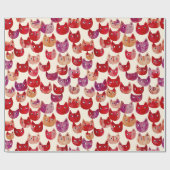 Leuke kleurrijke Waterverf Cat Pattern Cadeaupapier (Vlak)