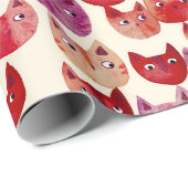 Leuke kleurrijke Waterverf Cat Pattern Cadeaupapier (Rol Hoek)