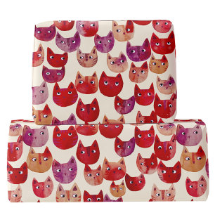 Leuke kleurrijke Waterverf Cat Pattern Cadeaupapier