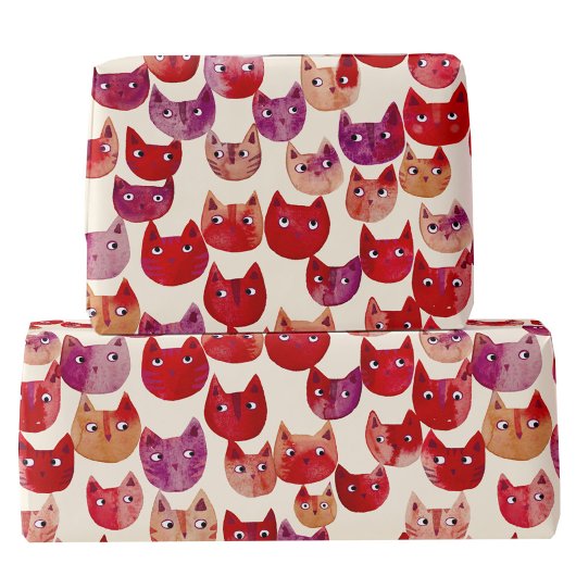 Leuke kleurrijke Waterverf Cat Pattern Cadeaupapier