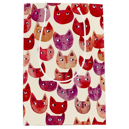 Leuke kleurrijke Waterverf Cat Pattern Medium Cadeauzakje (Voorkant)