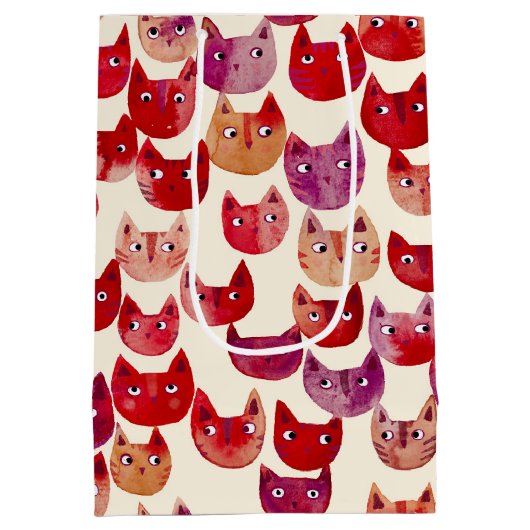 Leuke kleurrijke Waterverf Cat Pattern Medium Cadeauzakje (Achterkant)
