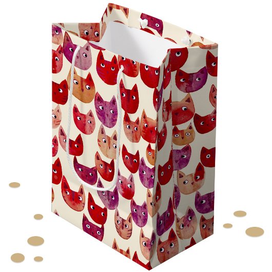 Leuke kleurrijke Waterverf Cat Pattern Medium Cadeauzakje