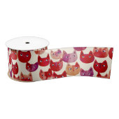 Leuke kleurrijke Waterverf Cat Pattern Satijnen Lint (Spoel)