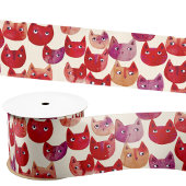 Leuke kleurrijke Waterverf Cat Pattern Satijnen Lint