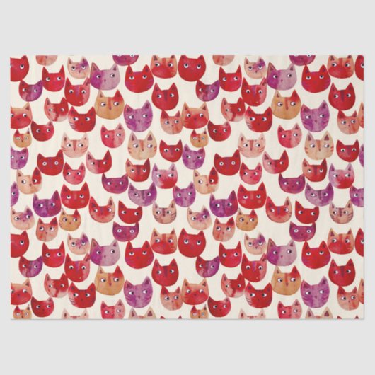 Leuke kleurrijke Waterverf Cat Pattern Tissuepapier (Voorkant)