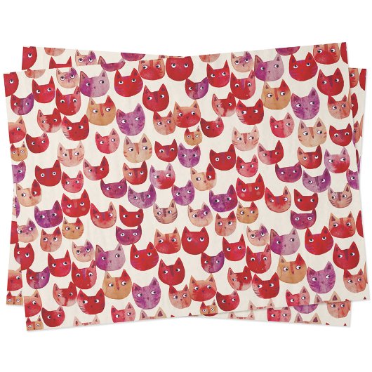Leuke kleurrijke Waterverf Cat Pattern Tissuepapier
