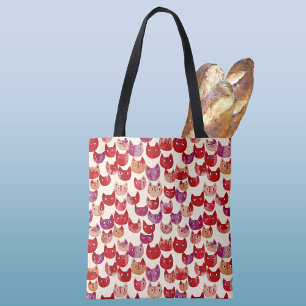 Leuke kleurrijke Waterverf Cat Pattern Tote Bag