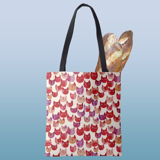 Leuke kleurrijke Waterverf Cat Pattern Tote Bag