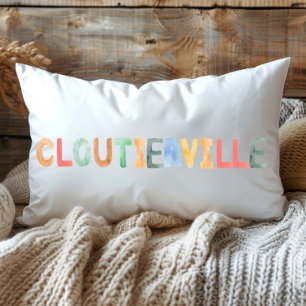 Leuke kleurrijke Waterverf Cloutierville Louisiana Kussen