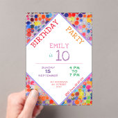 Leuke kleurrijke Waterverf Paint Blots Kids Verjaa Acryl Uitnodigingen (Insitu (Draagbaar))