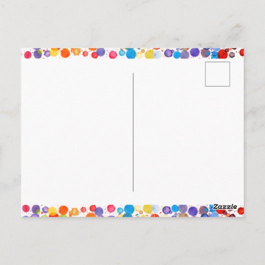 Leuke kleurrijke Waterverf Paint Blots Kids Verjaa Briefkaart (Achterkant)