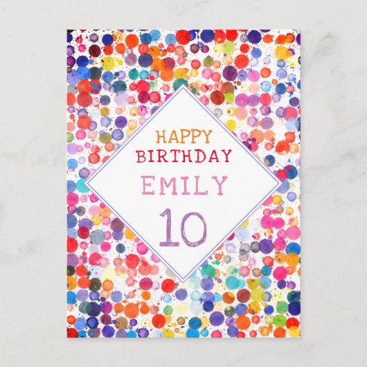 Leuke kleurrijke Waterverf Paint Blots Kids Verjaa Briefkaart (Voorkant)