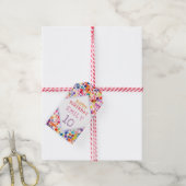 Leuke kleurrijke Waterverf Paint Blots Kids Verjaa Cadeaulabel (Met Touw)