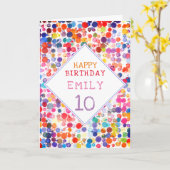 Leuke kleurrijke Waterverf Paint Blots Kids Verjaa Kaart (Gele Bloem)