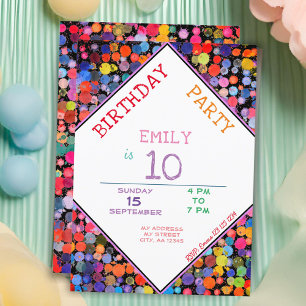 Leuke kleurrijke Waterverf Paint Blots Kids Verjaa Kaart