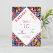 Leuke kleurrijke Waterverf Paint Blots Kids Verjaa Kaart (Staand voorkant)