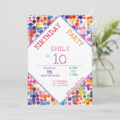 Leuke kleurrijke Waterverf Paint Blots Kids Verjaa Kaart (Staand voorkant)