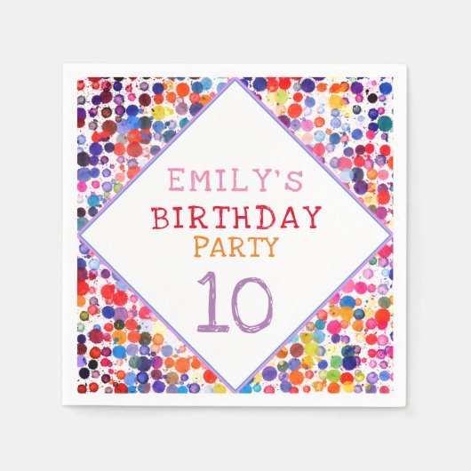 Leuke kleurrijke Waterverf Paint Blots Kids Verjaa Servet (Voorkant)